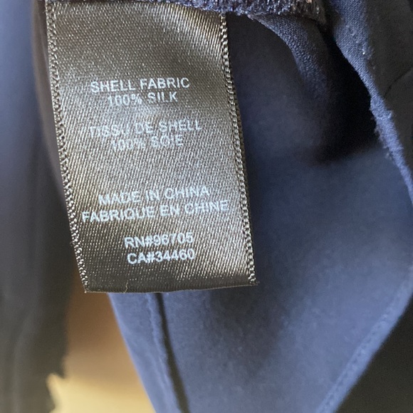 Rebecca Taylor Silk Double Georgette Ruffle Top in Navy size 12 - Picture 13 of 16